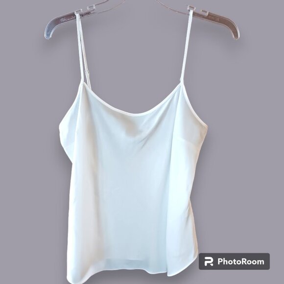 White Leaf Lace Silk Ruffled Blouse w/ Camisole Womens Large Summer Elie Tahari - Picture 2 of 5